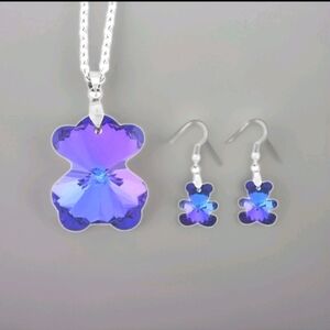 Magic Glass Gummi Bear Earrings & Necklace Violet
